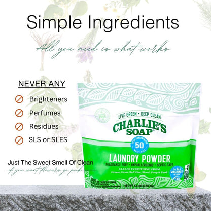 Charlie’s Soap Fragrance-Free Hypoallergenic Deep Cleaning Laundry Powder