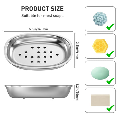 Stainless Steel Soap Dish with Drain Tray | TRUE Shift 304‑Grade Soap Saver