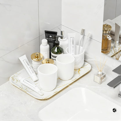 Sustainable Bamboo Bathroom Vanity Tray: Sleek Countertop Organizer