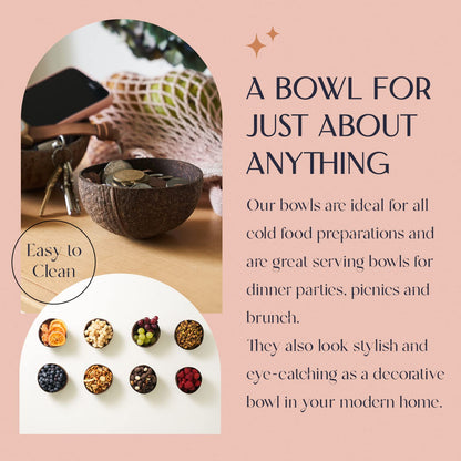 COCOBOWLCO Jumbo Polished Coconut Bowl Set with Wooden Spoons