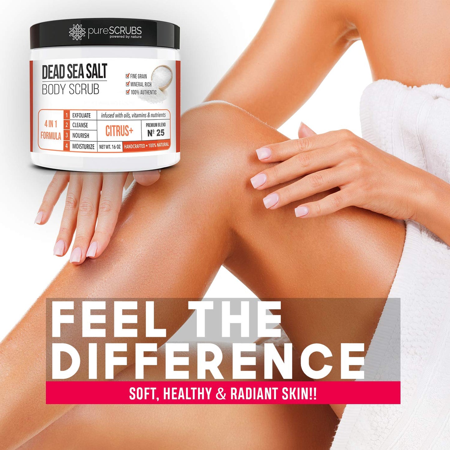 Fragrance-Free Dead Sea Salt Body Scrub, Organic Oils – pureSCRUBS Unscented