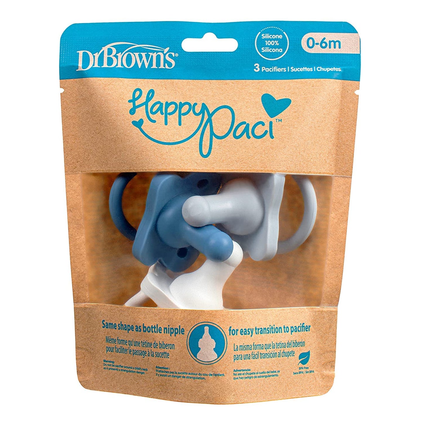 Dr. Brown's HappyPaci Silicone Pacifier: 100% Medical-Grade One-Piece