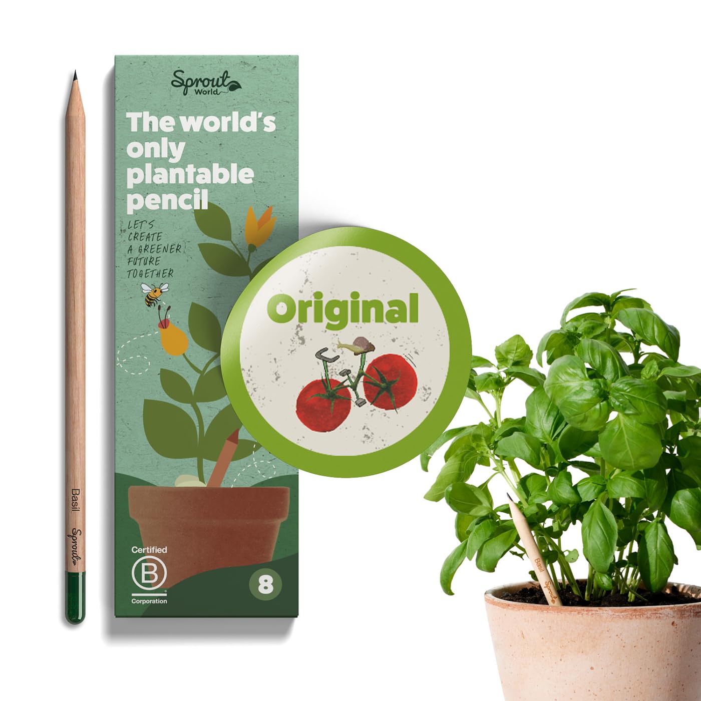 SproutWorld Original Edition Plantable Graphite Pencils (8 Pack)