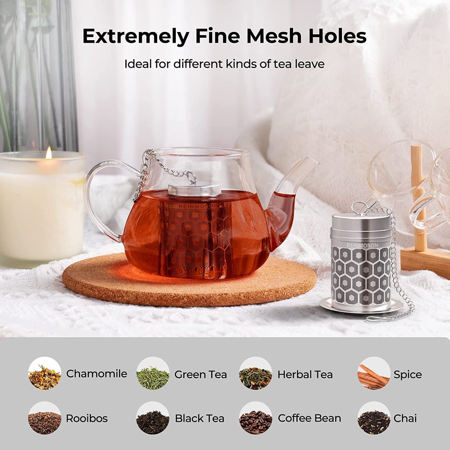 Reinmoson Extra Fine Mesh Stainless Steel Tea Strainer