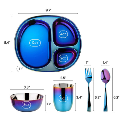Ahimsa Balanced Bites Pediatrician-Designed Stainless Steel Divided Plate