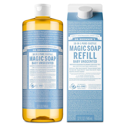 Dr. Bronner’s Baby Unscented Castile Soap: 32 oz Organic Magic