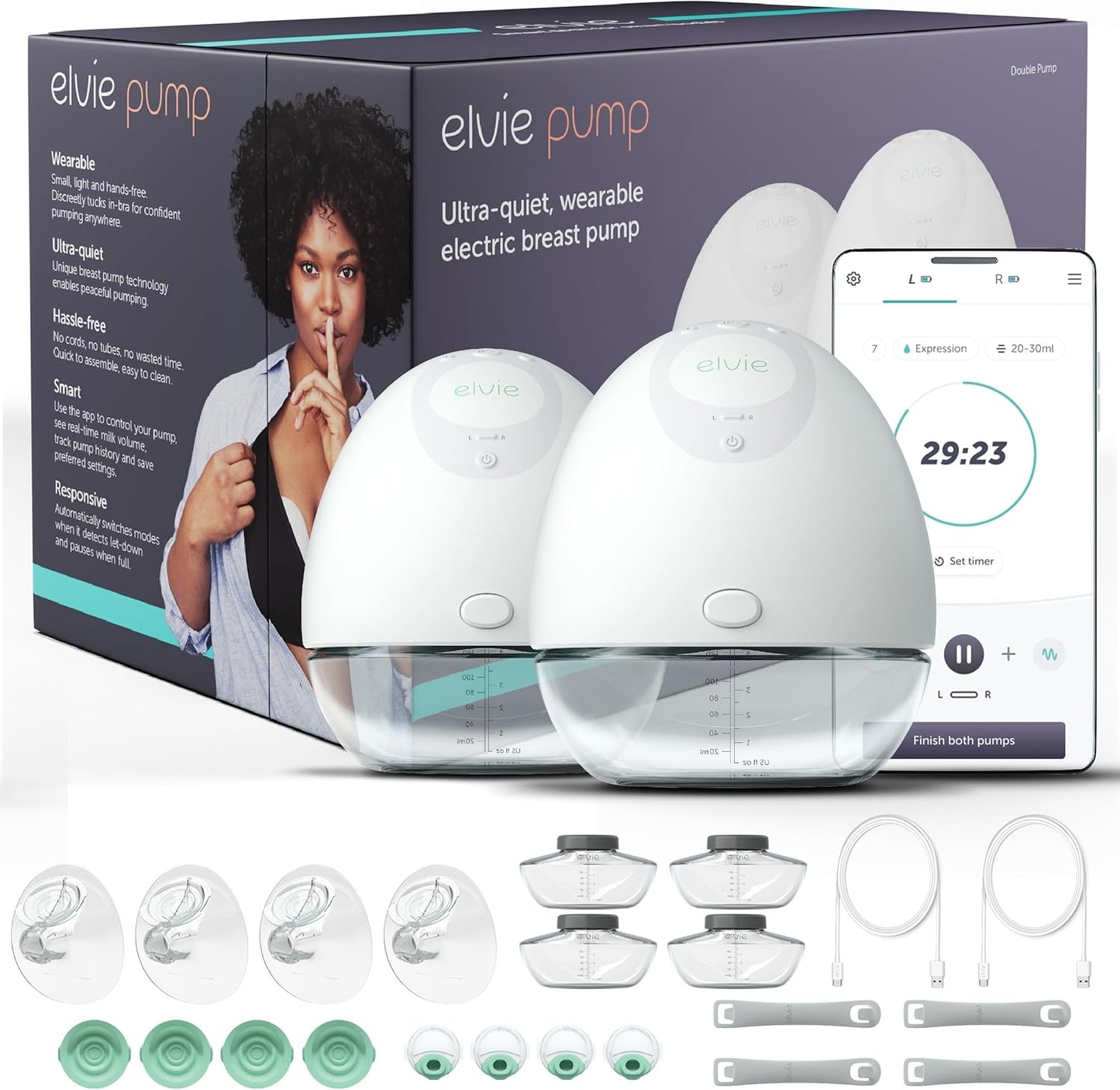 Elvie Double Wearable Silent Breast Pump with App Control