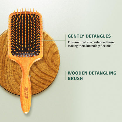 SHASH Made in Germany Wooden Paddle Brush: Eco-Sourced Wood