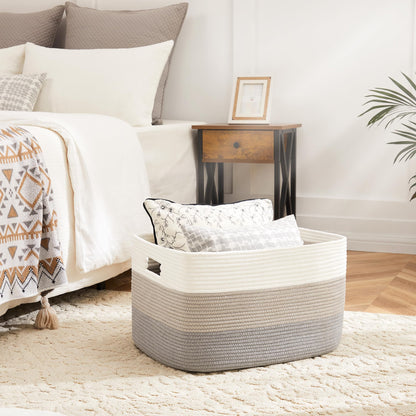 Artfeel 65L Rectangle Woven Natural Cotton Rope Storage Basket