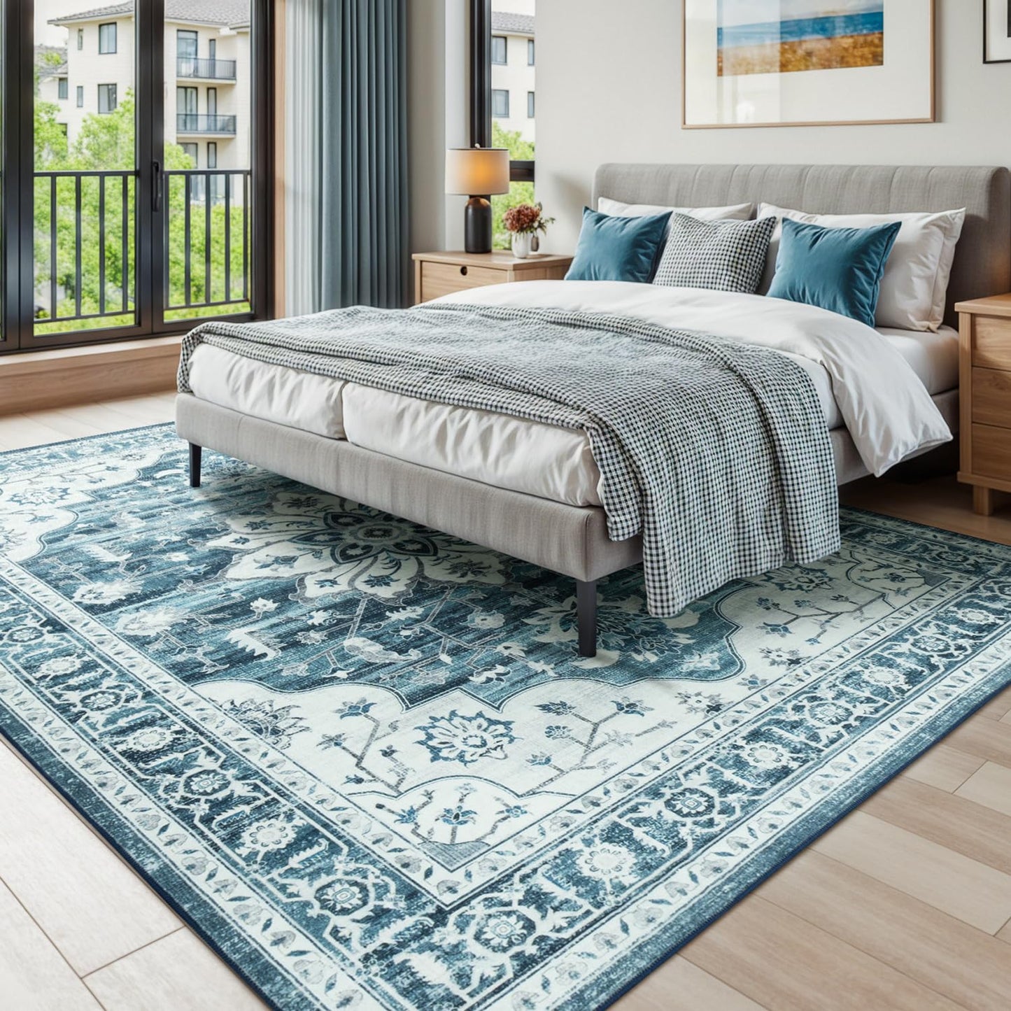 Vibrug Coastal Medallion OEKO-TEX Certified Washable Area Rug