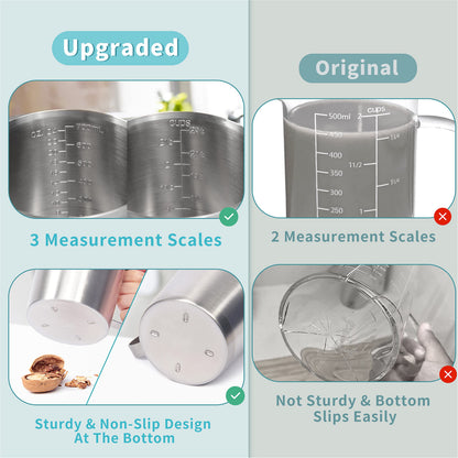 Newness Stainless Steel Measuring Cup with Triple Measurement Scales