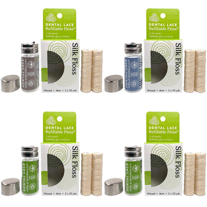 Refillable Silk Dental Floss, PFAS-Free, Glass Container – Dental Lace