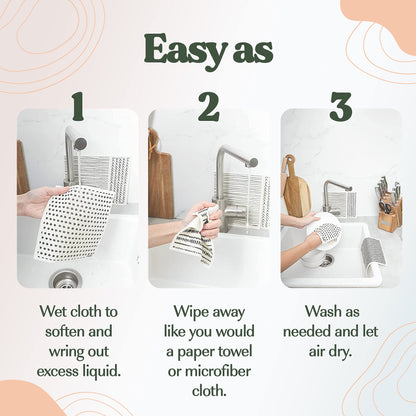 FEBU Swedish Dishcloths – 5 Pack Biodegradable Cotton‑Cellulose Cleaning Cloths
