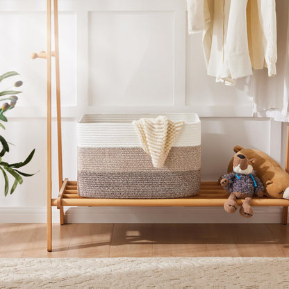 Artfeel 65L Rectangle Woven Natural Cotton Rope Storage Basket