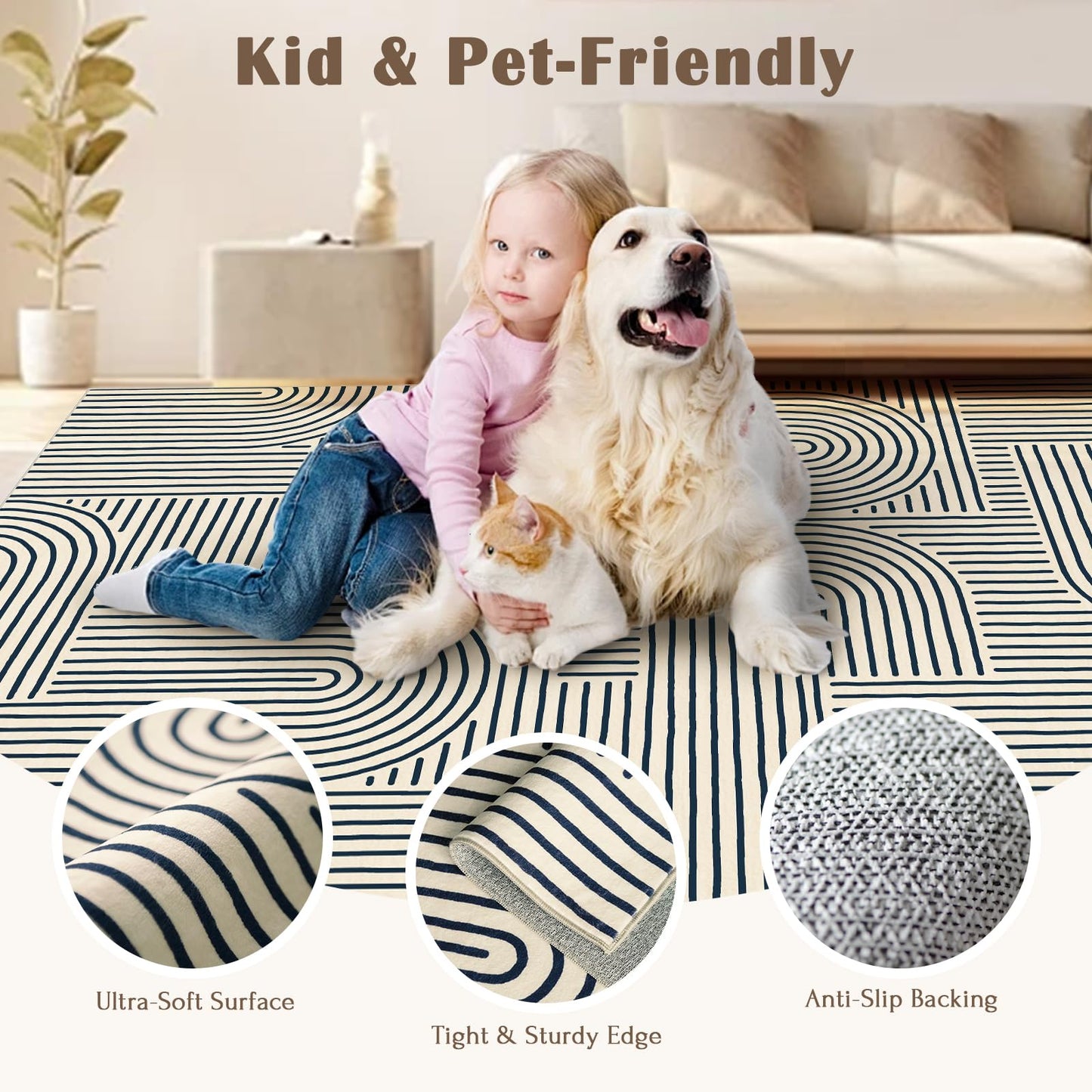 LUXRUG 6x9 OEKO-TEX Certified Modern Abstract Washable Rug