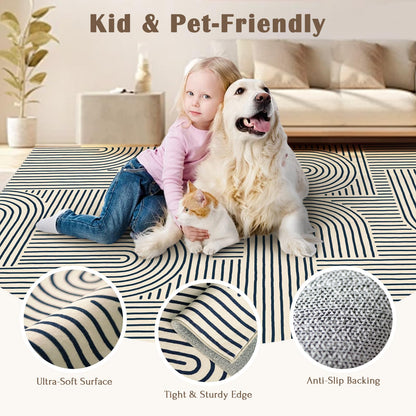 LUXRUG 6x9 OEKO-TEX Certified Modern Abstract Washable Rug