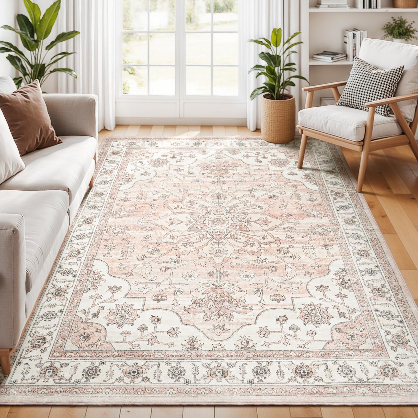 Vibrug Coastal Medallion OEKO-TEX Certified Washable Area Rug