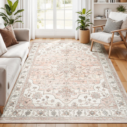 Vibrug Coastal Medallion OEKO-TEX Certified Washable Area Rug