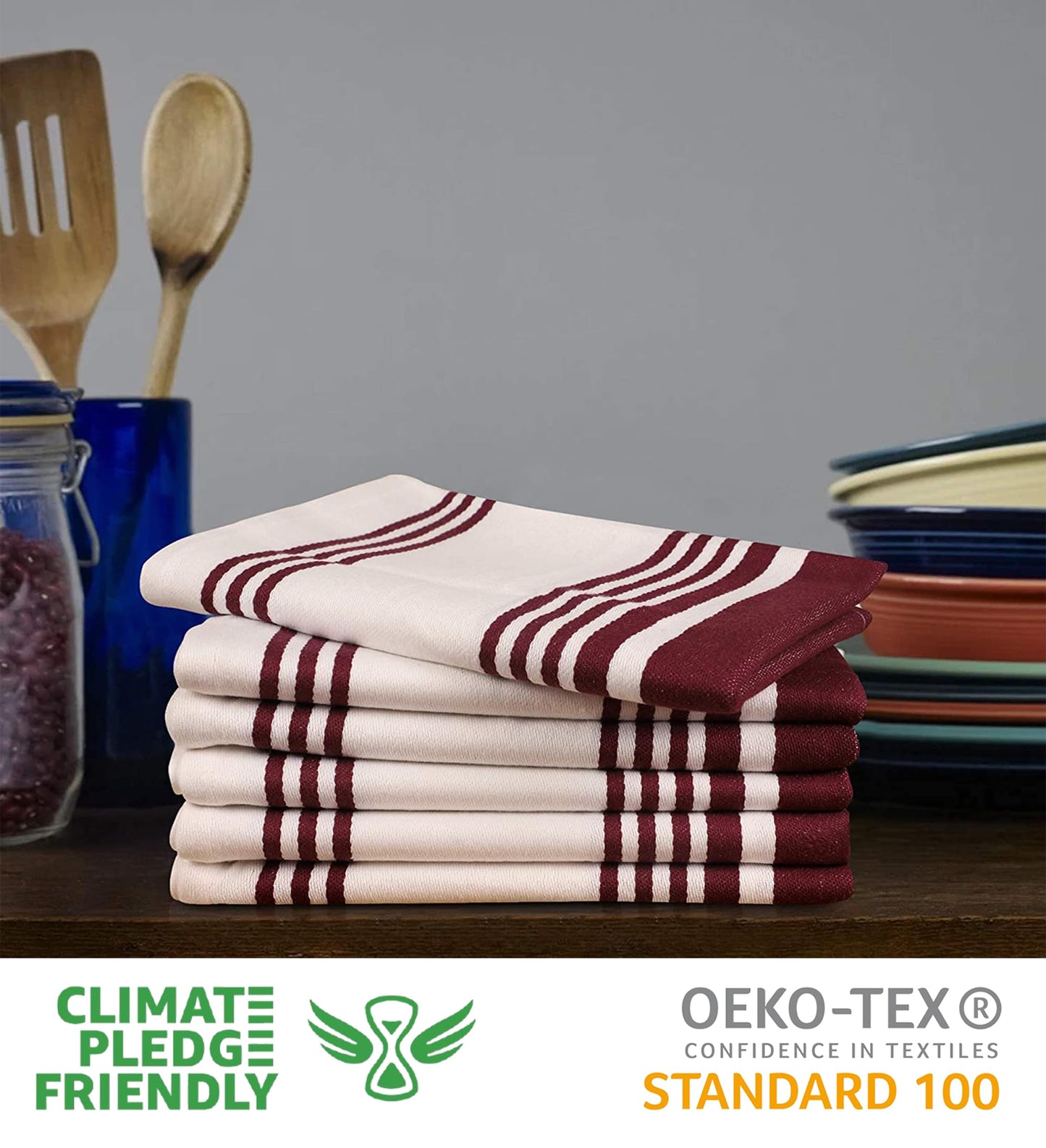 Urban Villa Cotton Kitchen Towels | TRUE Shift Eco Towels (20″×30″, Striped, Mitered)