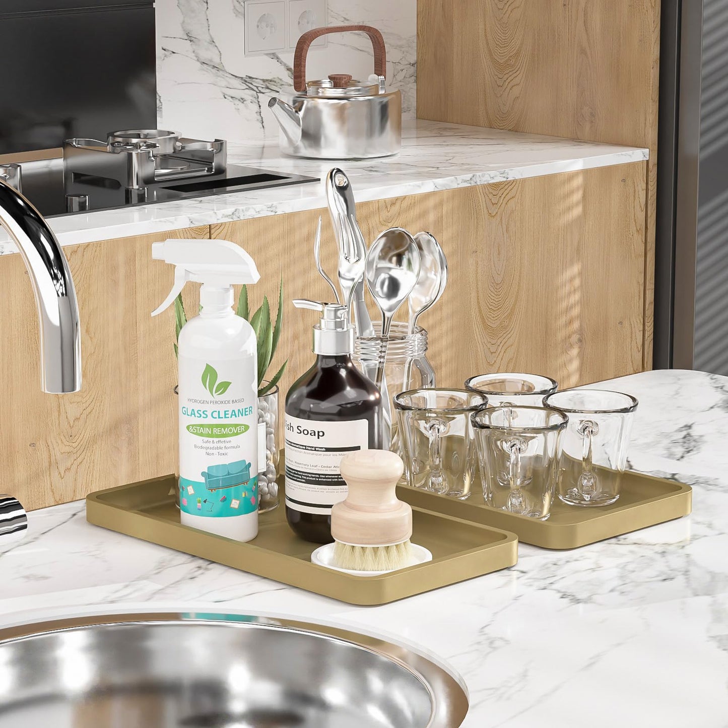 Sustainable Bamboo Bathroom Vanity Tray: Sleek Countertop Organizer