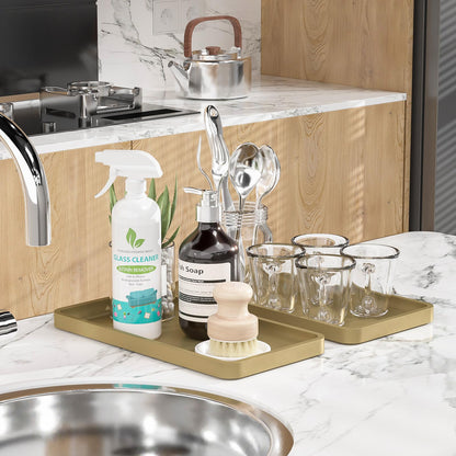 Sustainable Bamboo Bathroom Vanity Tray: Sleek Countertop Organizer