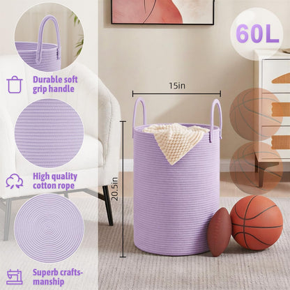 Artfeel 60L Handwoven Natural Cotton Rope Laundry Hamper