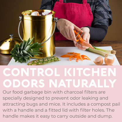 EPICA Countertop Compost Bin – 1.3 Gallon Stainless Steel, Toxin‑Free & Odorless