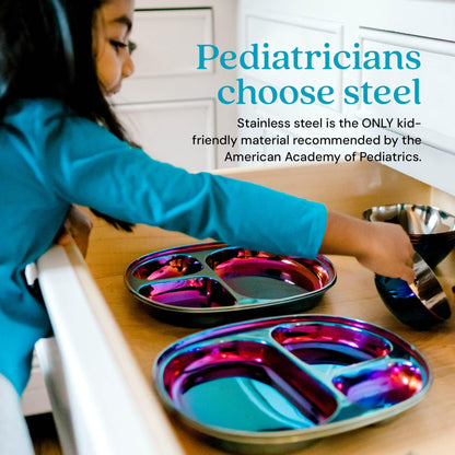 Ahimsa Balanced Bites Pediatrician-Designed Stainless Steel Divided Plate