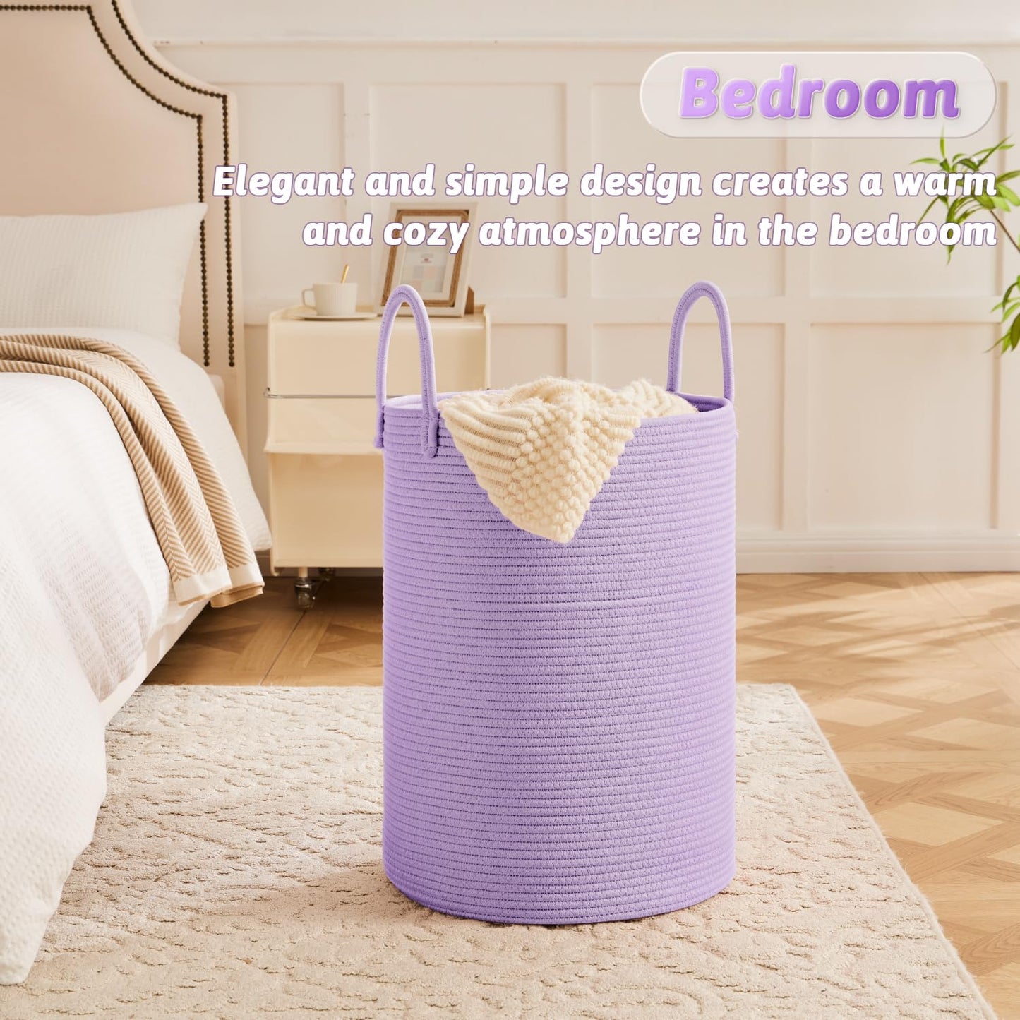 Artfeel 60L Handwoven Natural Cotton Rope Laundry Hamper