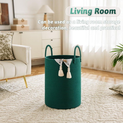 Artfeel 60L Handwoven Natural Cotton Rope Laundry Hamper