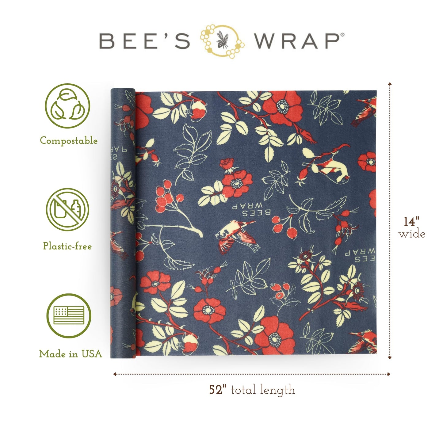 Bee’s Wrap Reusable Beeswax Food Wrap Roll (14" x 52")