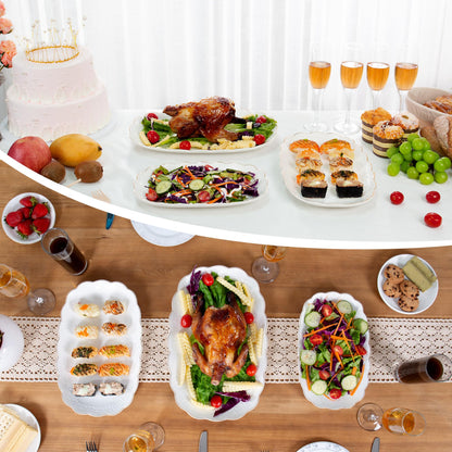 Kassel 3-Piece Ceramic Serving Platter Set: Artisan Lead-Free Ceramic for Zero-Plastic Party Presentation