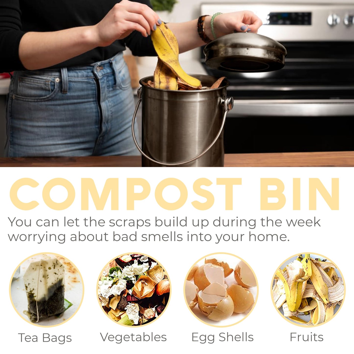 Odorless Indoor Composting: EPICA One-Piece Molded Stainless Bin