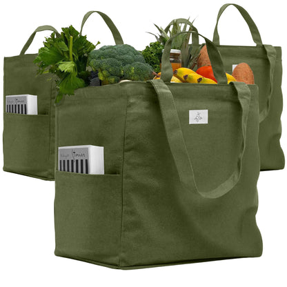 Nook Theory 3-Pack Reusable Cotton Canvas Grocery Bags (12 oz)
