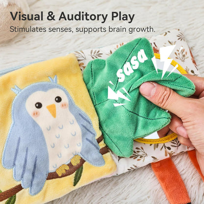 Montessori Soft Baby Book: Sensory Textures & Teether Toy