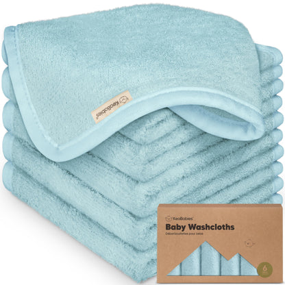 KeaBabies Bamboo Washcloths: 500GSM Ultra-Soft 6-Pack
