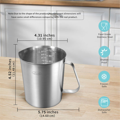 Newness Stainless Steel Measuring Cup with Triple Measurement Scales