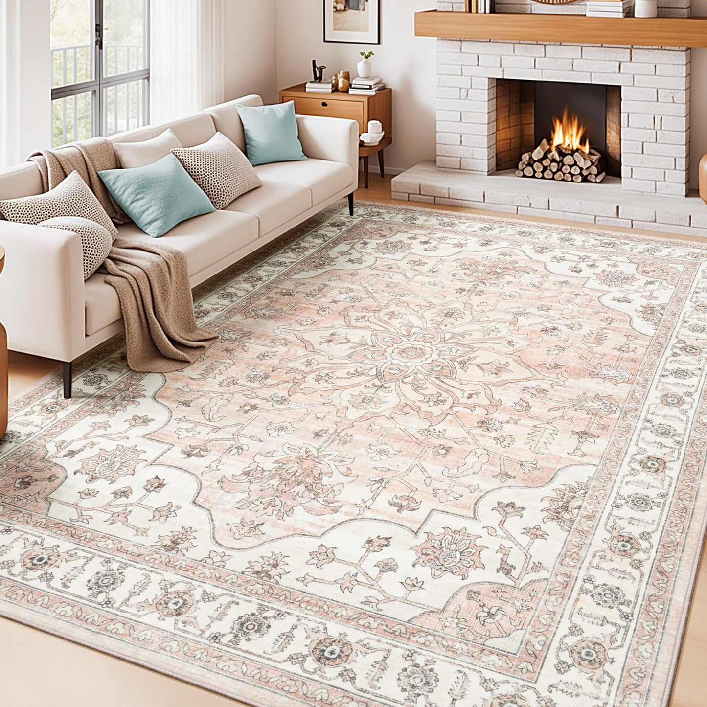 Vibrug Coastal Medallion OEKO-TEX Certified Washable Area Rug