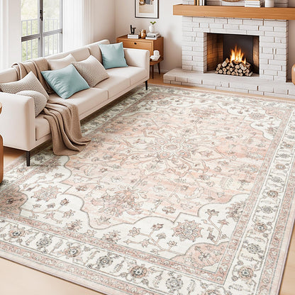 Vibrug Coastal Medallion OEKO-TEX Certified Washable Area Rug