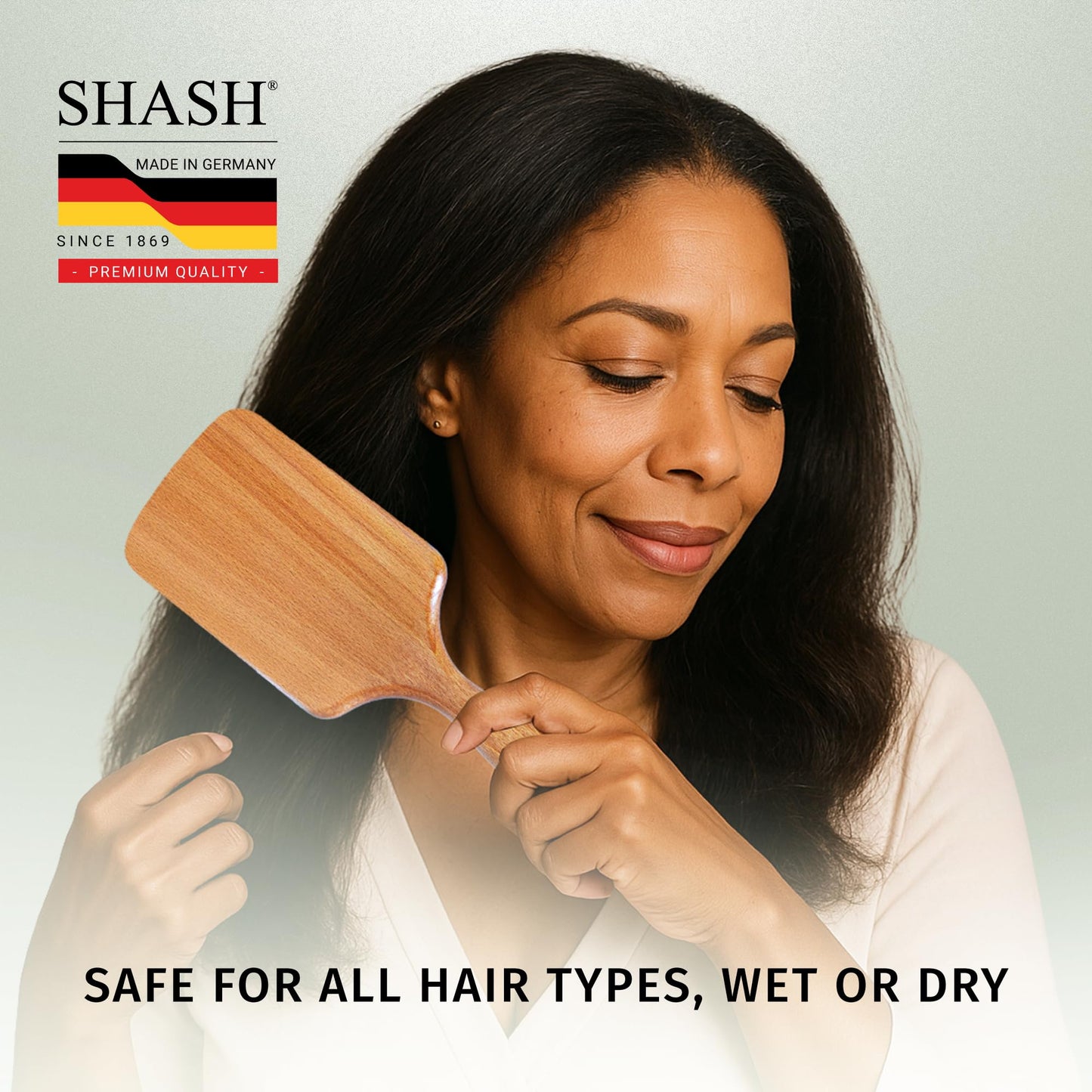 SHASH Made in Germany Wooden Paddle Brush: Eco-Sourced Wood
