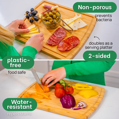 Microplastic-Free & Non-Toxic Greener Chef XL Organic Bamboo Cutting Board