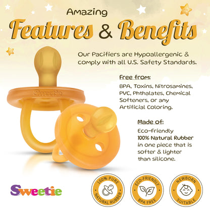 SWEETIE Natural Rubber Pacifier: 100% Pure Rounded Soother