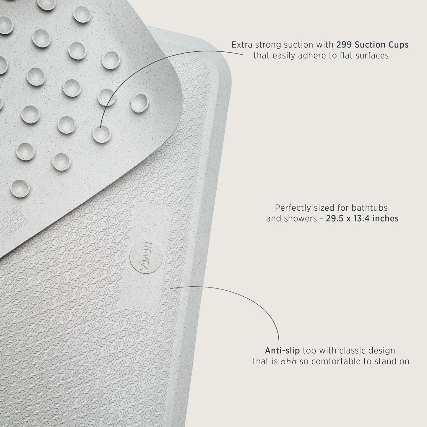 HEVEA Natural Rubber Wave Bath Mat: Plastic-Free & Biodegradable