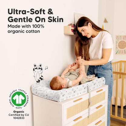 Soothe 100% GOTS-Certified Organic Cotton Changing Pad Covers (2-Pack)