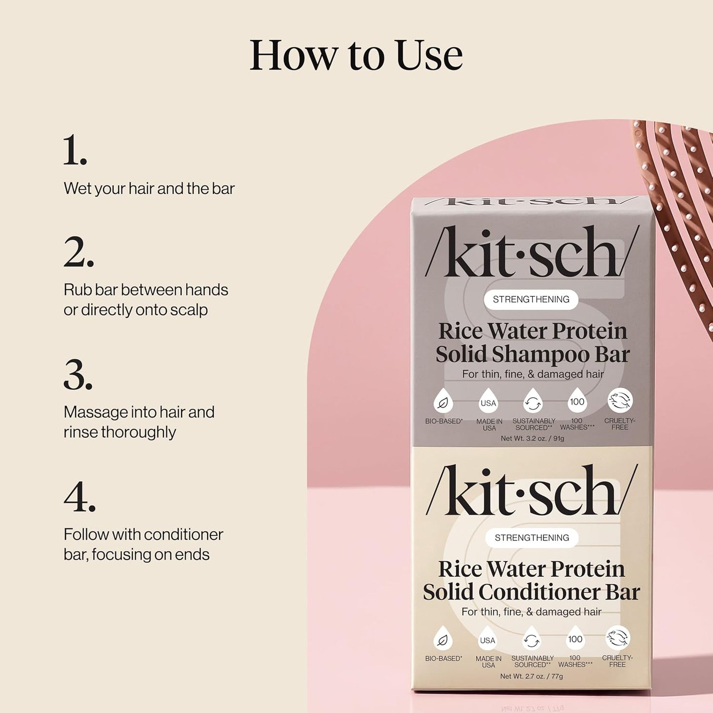 Kitsch 4-Piece Shampoo & Conditioner Sampler Bars: Bottle-Free Beauty