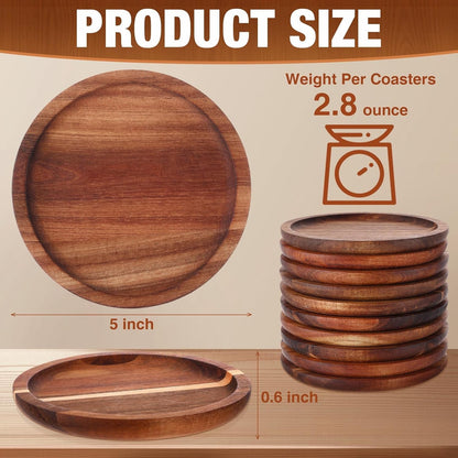 Gejoy 20-Piece Natural Acacia Wood Stackable Coaster Set
