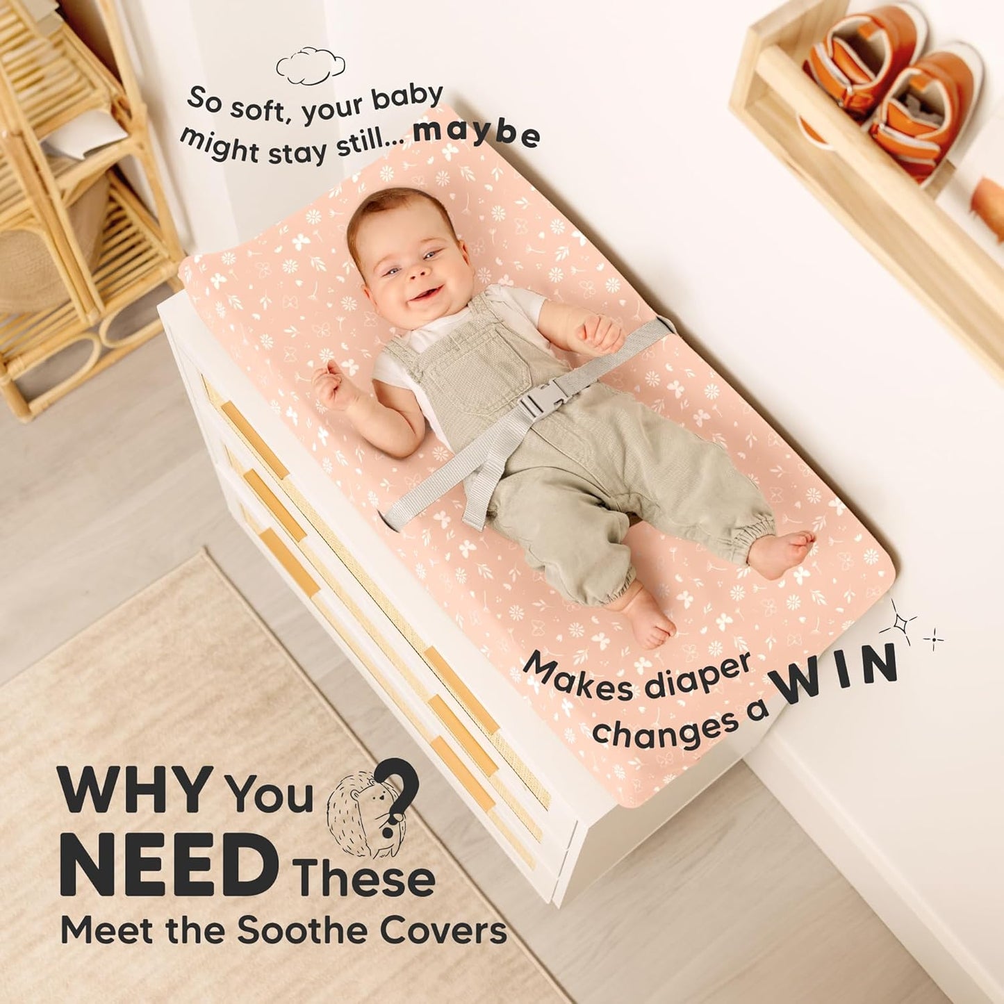 Soothe 100% GOTS-Certified Organic Cotton Changing Pad Covers (2-Pack)