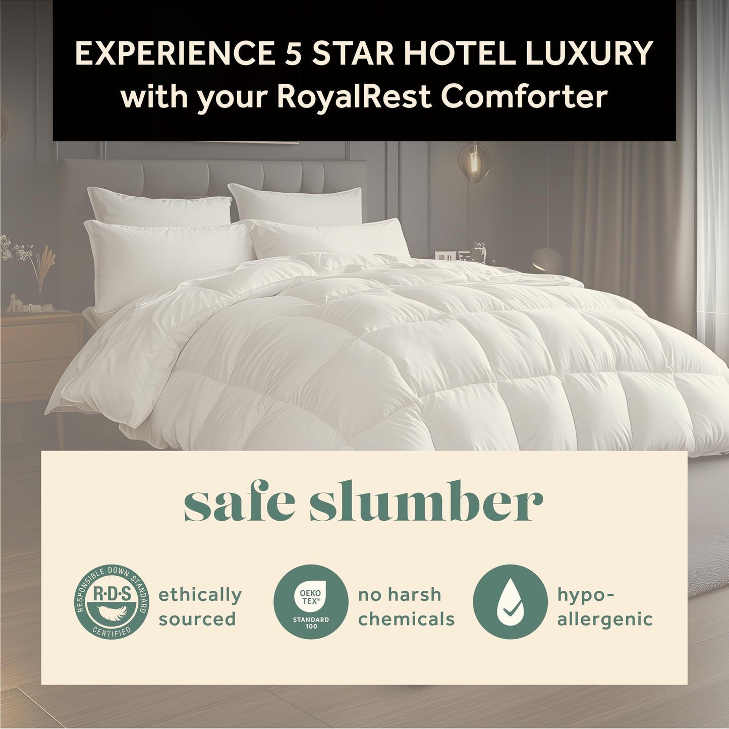 ComfyDown RoyalRest Comforter: 750+ Fill Power Luxury Goose Down