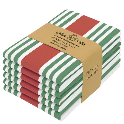 Urban Villa Cotton Kitchen Towels | TRUE Shift Eco Towels (20″×30″, Striped, Mitered)