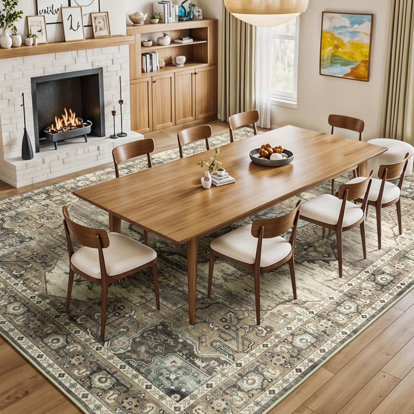 Vibrug Coastal Medallion OEKO-TEX Certified Washable Area Rug
